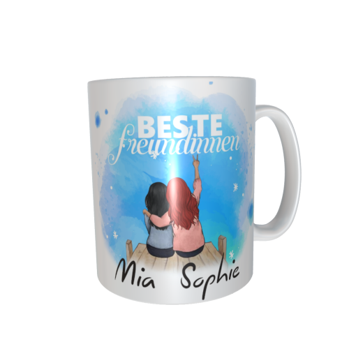 Beste Freundinnen Tasse - sitzend am Wasser