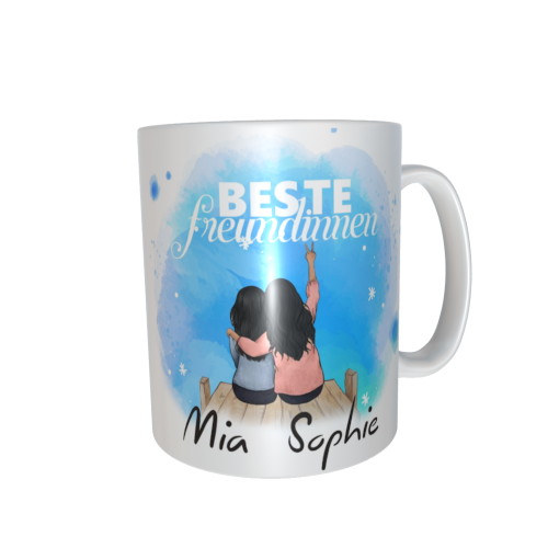 Beste Freundinnen Tasse - sitzend am Wasser