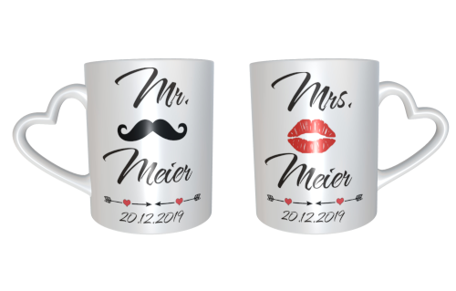 Partnertasse - Hochzeitstasse Mr. & Mrs.