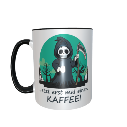Motivtasse - Sensemann - Jetzt erst mal einen Kaffee (grün)