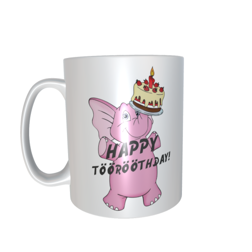 rosa Elefantentasse - Happy Töörööthday!