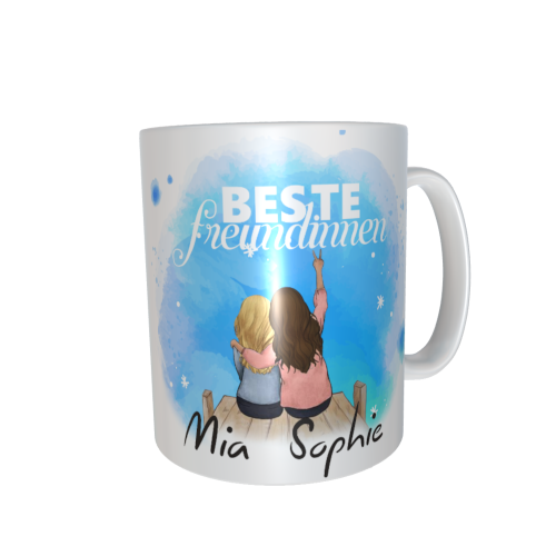 Beste Freundinnen Tasse - sitzend am Wasser