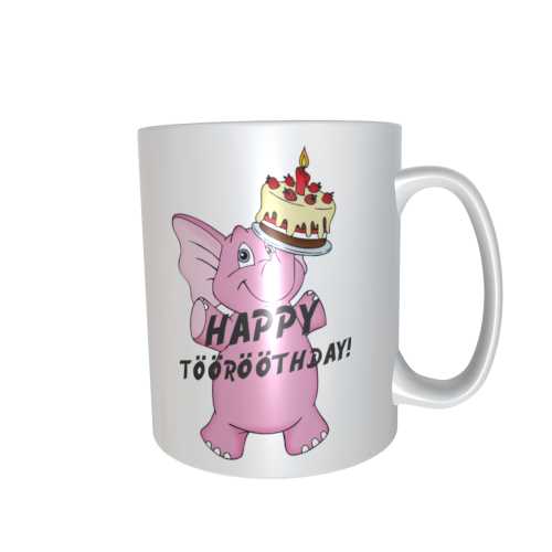 rosa Elefantentasse - Happy Töörööthday!