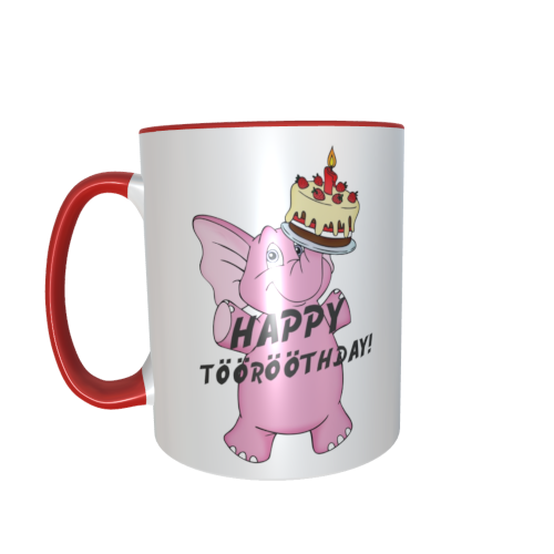 rosa Elefantentasse - Happy Töörööthday!