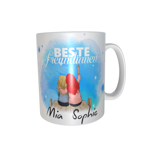 Beste Freundinnen Tasse - sitzend am Wasser