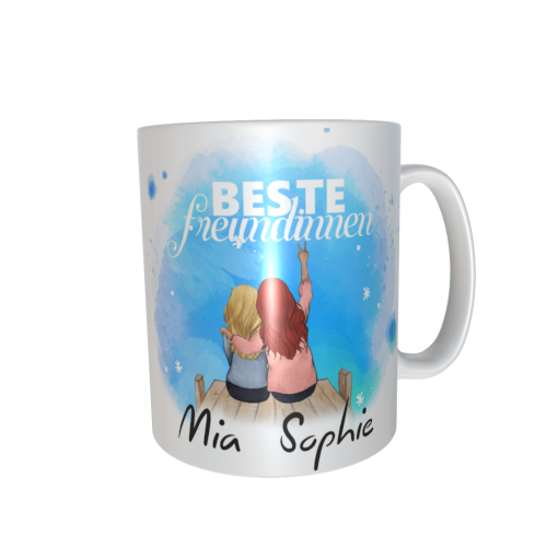 Beste Freundinnen Tasse - sitzend am Wasser