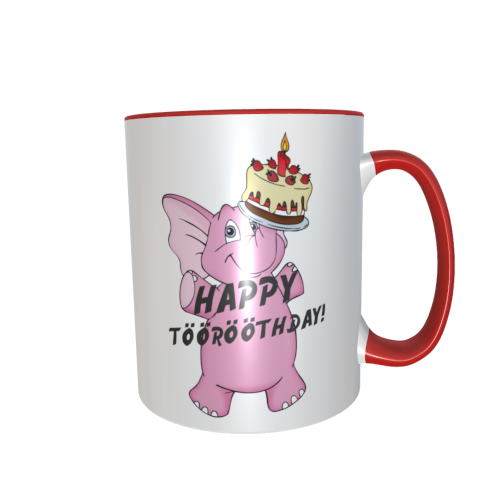 rosa Elefantentasse - Happy Töörööthday!