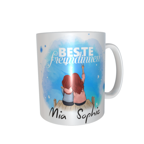 Beste Freundinnen Tasse - sitzend am Wasser