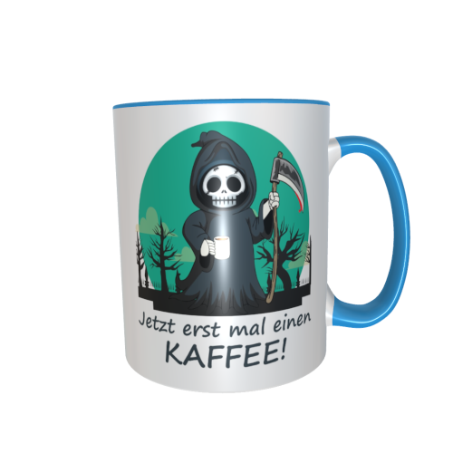 Motivtasse - Sensemann - Jetzt erst mal einen Kaffee (grün)