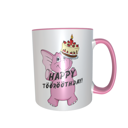 rosa Elefantentasse - Happy Töörööthday!