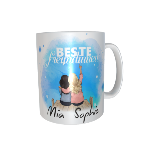 Beste Freundinnen Tasse - sitzend am Wasser