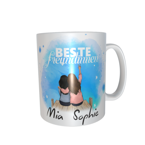 Beste Freundinnen Tasse - sitzend am Wasser
