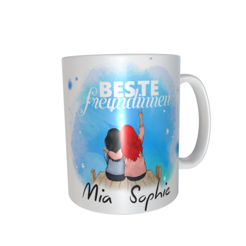 Beste Freundinnen Tasse - sitzend am Wasser