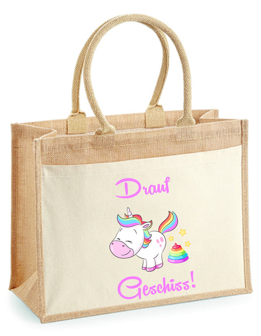 Jutetasche - Einhorn Drauf Geschiss