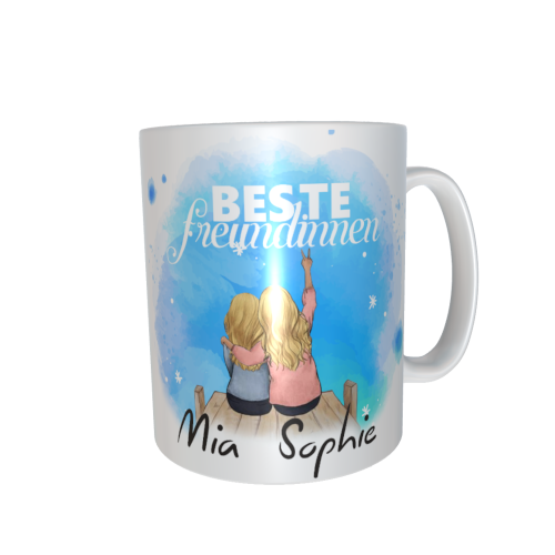 Beste Freundinnen Tasse - sitzend am Wasser