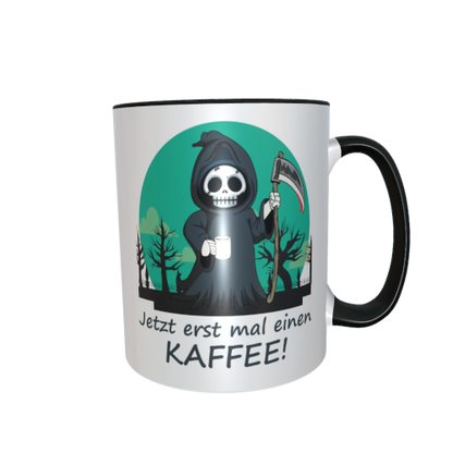 Motivtasse - Sensemann - Jetzt erst mal einen Kaffee (grün)