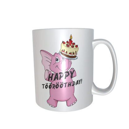 rosa Elefantentasse - Happy Töörööthday!